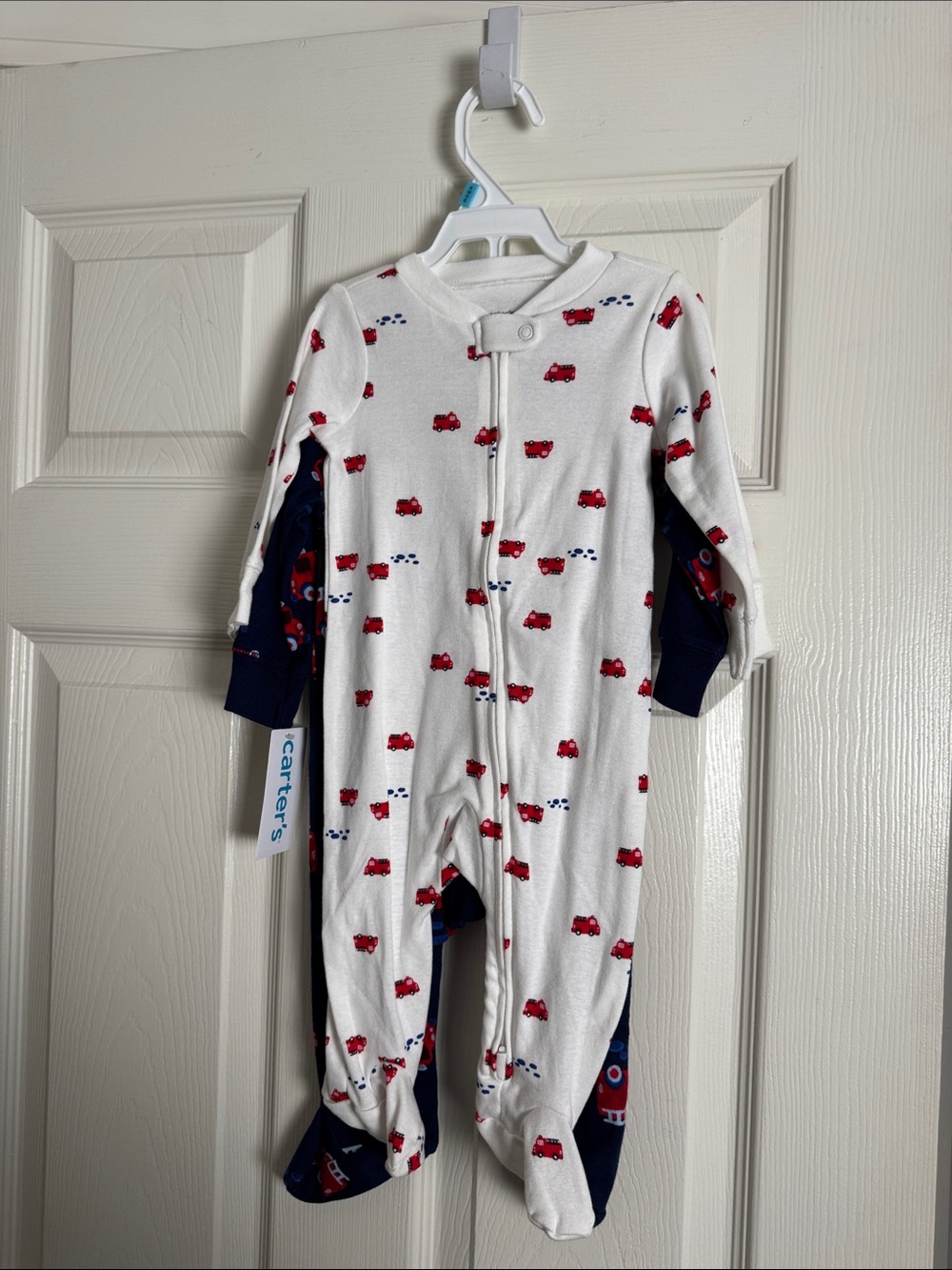 Carter's White One-Piece with Red Fire Truck Print 2 pack 6 months